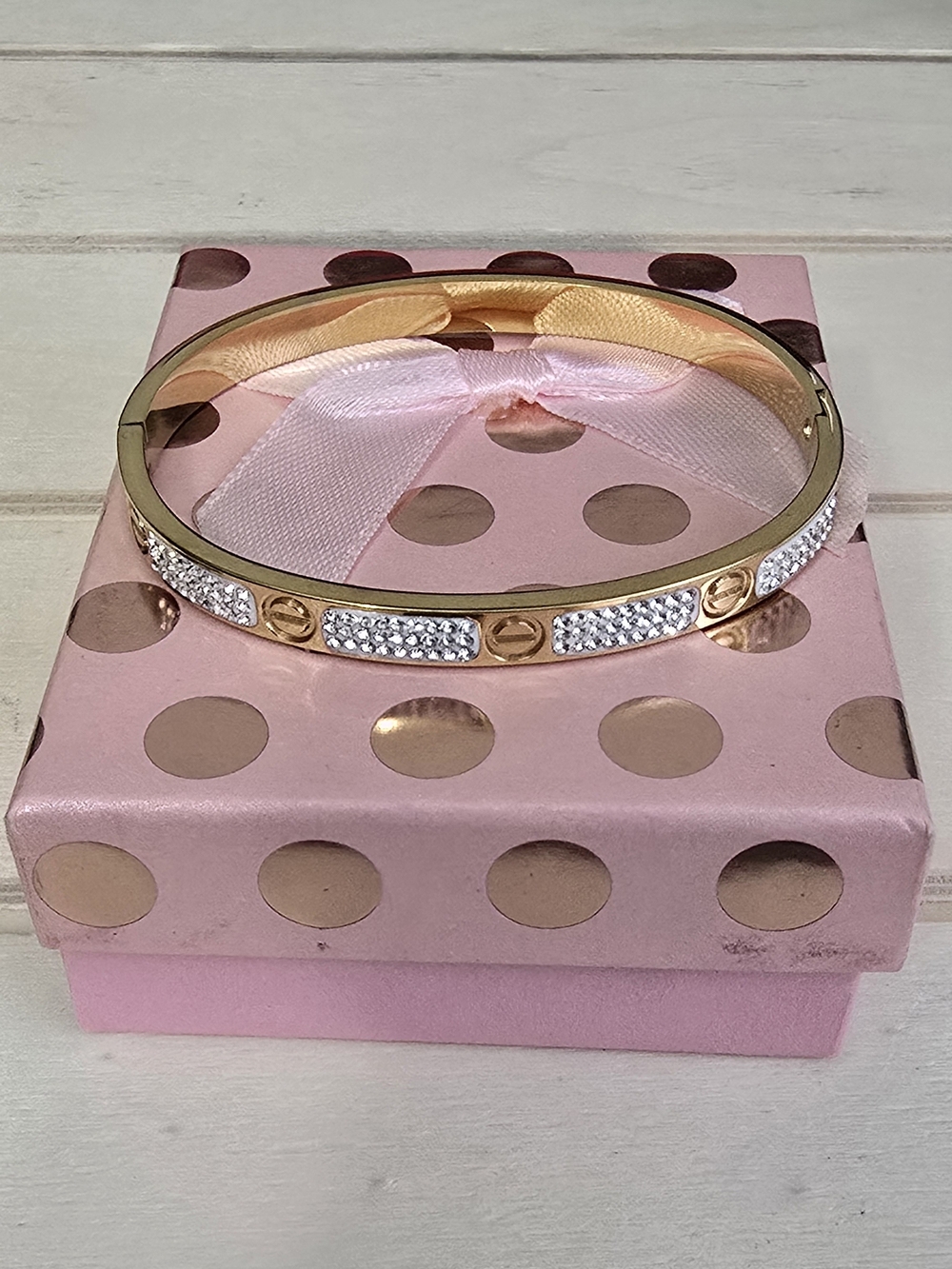 Gold Crystal Accent Bangle Bracelet - Women Jewelry